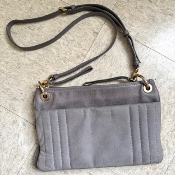 Marc by MARC JACOBS Light Grey Leather + Suede Shoulder/Crossbody Handbag - Picture 7 of 15
